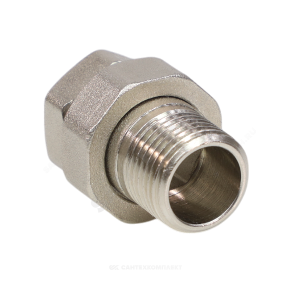 Соединитель латунь никель американка Ду 15 (1/2") прямой ВР/НР VALFEX VF.340.N.012