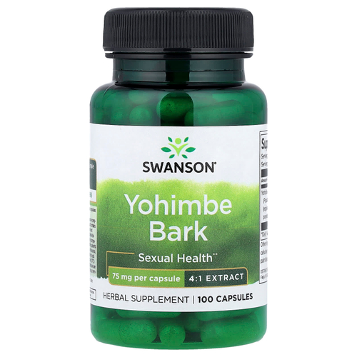 Swanson Vitamins, Кора йохимбе, 75 мг, 100 капсул