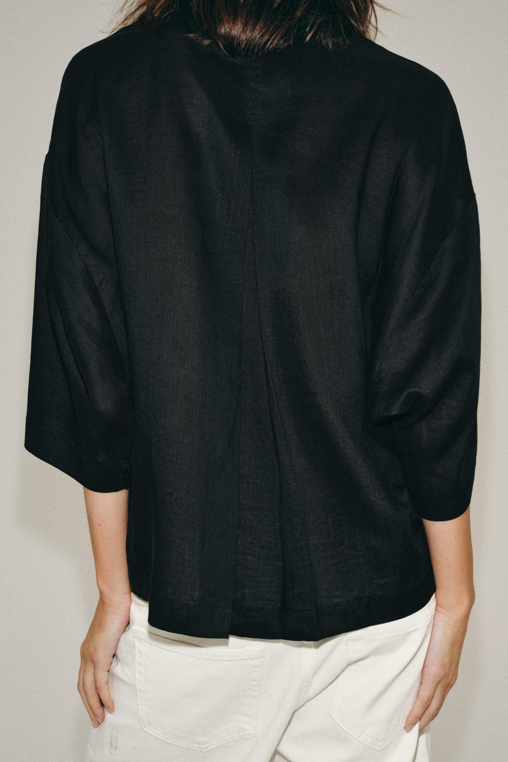 ZARA СТРУЯЩАЯСЯ РУБАШКА ОВЕРСАЙЗ — ZW COLLECTION, ЧЕРНЫЙ