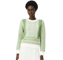 Женская Кофта теннисная Lacoste Tennis Court Graphic Jacquard - flour/billiard green