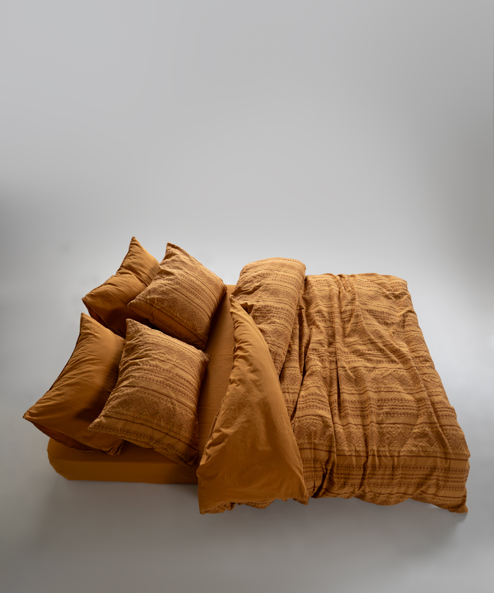 Lımasso КПБ 4 пр. Coastal Trio Mustard ЕВРО пододеяльник 200*220, простынь 240*260, наволочки 50*70 2шт