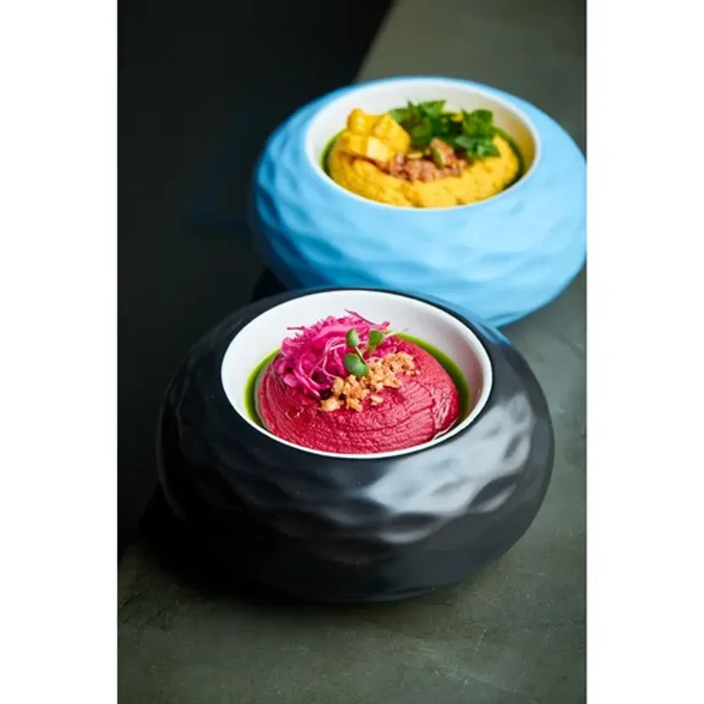 Блюдо круглое d 22,5 см h11,5 см 500 мл для подачи бело-черное "Shine" P.L. Proff Cuisine [1]