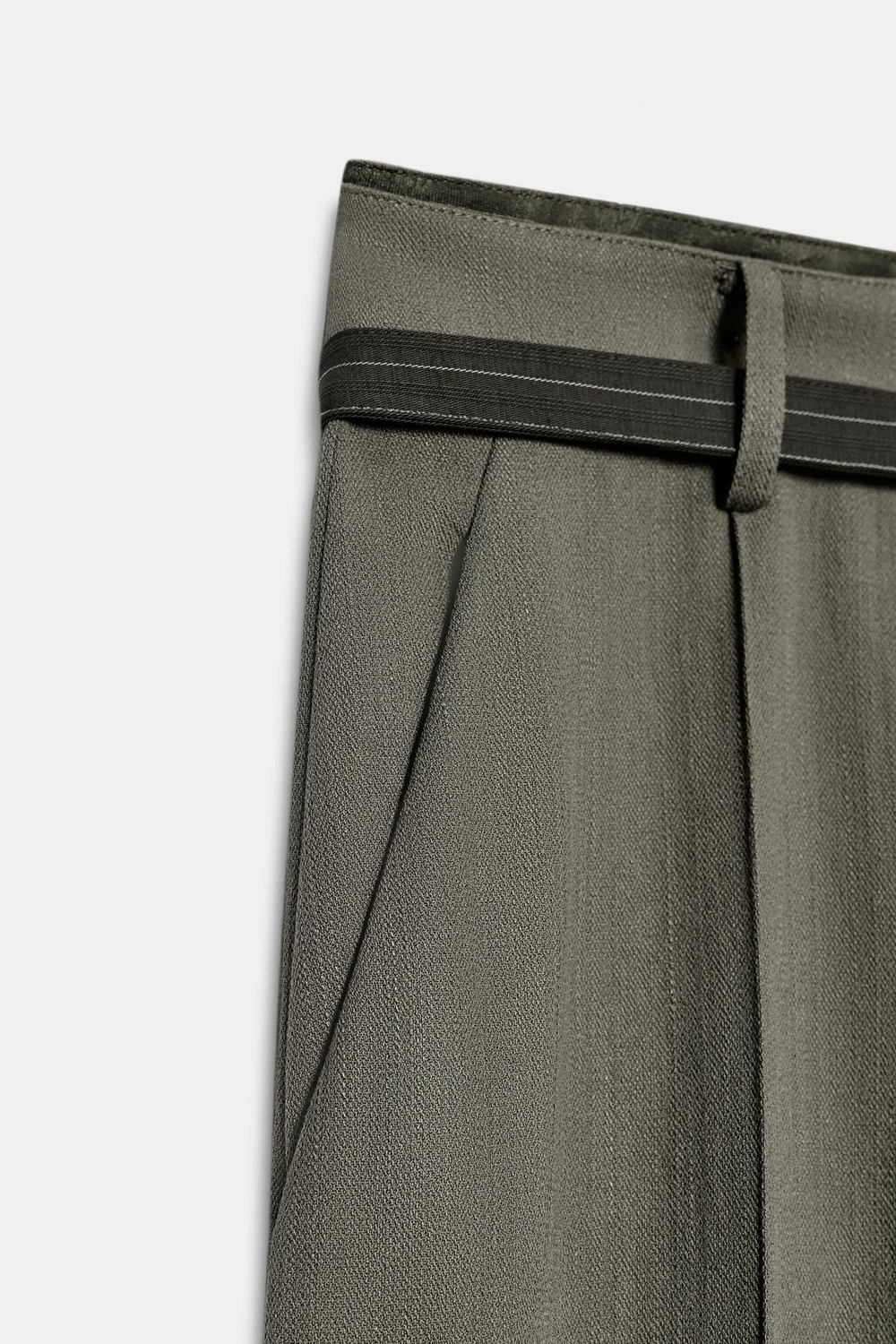 ZARA БРЮКИ С ДВОЙНЫМ ПОЯСОМ — ZW COLLECTION, СЕРЫЙ/НЕЖНО-КОРИЧНЕВЫЙ
