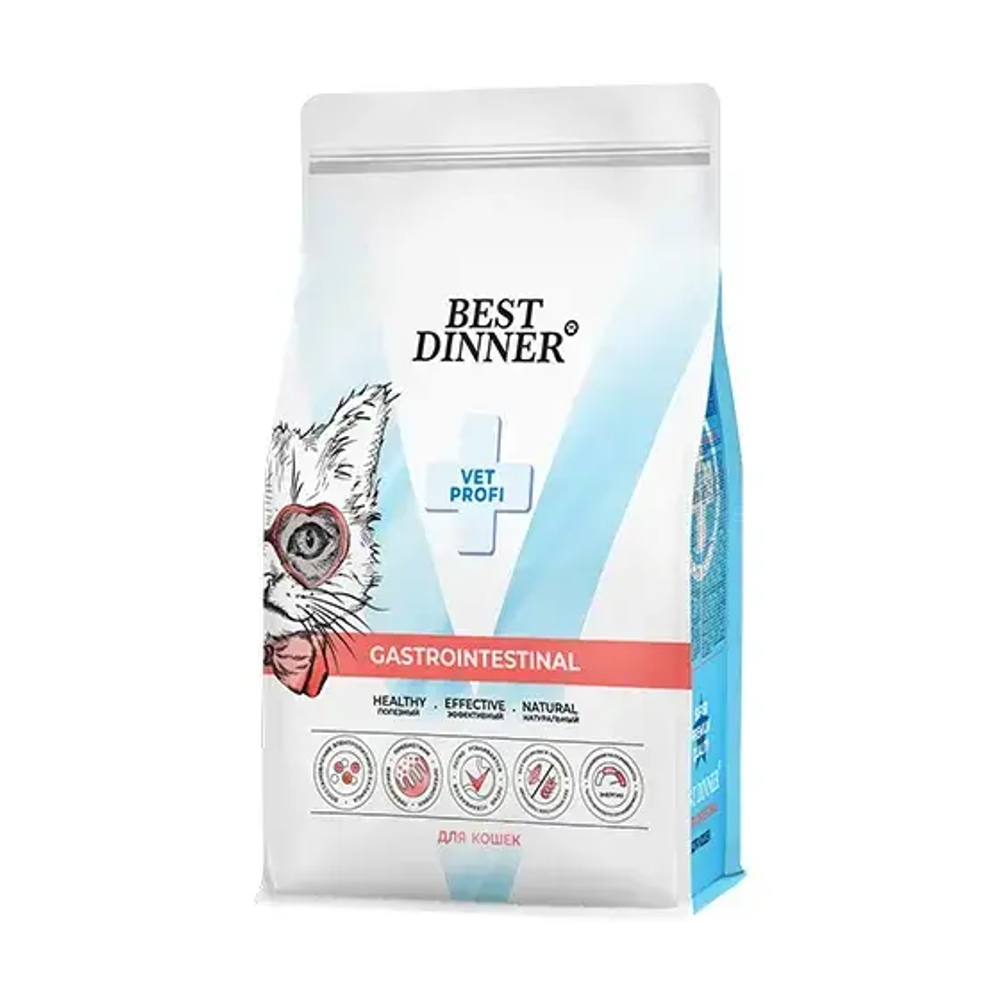 BEST DINNER VET PROFI Gastrointestinal Сухой корм для кошек при нарушениях пищеварения и всасывания в кишечнике, 1,5 кг