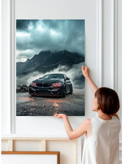 Картина BMW в тумане интерьерная 30х40см 1шт.