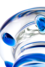 Фаллоимитатор Sexus Glass стеклянный с голубыми полосками 23 см