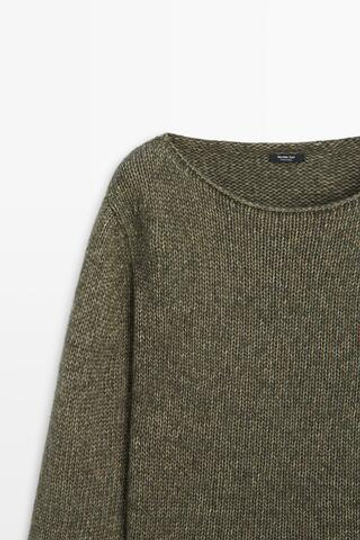 Massimo Dutti Джемпер с вырезом «лодочка» и шерстью, хаки