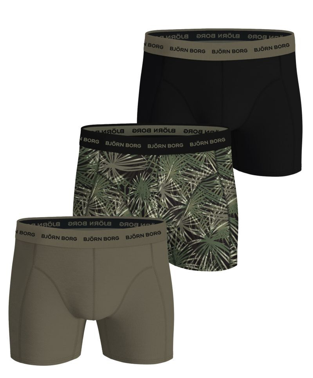 Мужские спортивные боксеры Bjorn Borg Cotton Stretch 3P - green/print/black