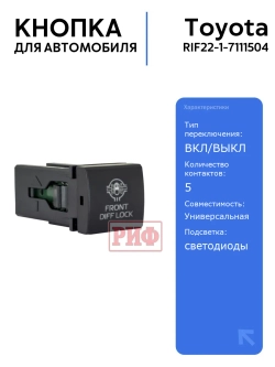 Кнопка ВКЛ/ВЫКЛ Toyota 22x22, голубая, для Prado 150, оригинальный дизайн, 12-24В, IP68, 20А, светодиоды