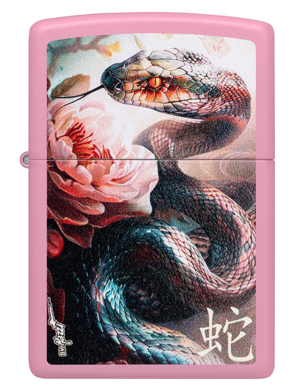 Зажигалка ZIPPO Mazzi Anaconda с покрытием Pink Matte, латунь/сталь, розовая, матовая, 38x13x57 м, ш