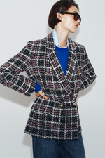 БЛЕЙЗЕР В КЛЕТКУ ИЗ РЕЛЬЕФНОЙ ТКАНИ — ZARA