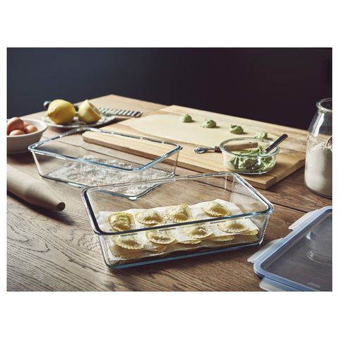 Контейнер пищевой с крышкой IKEA 365+, Стекло, Пластик, 3,1 л