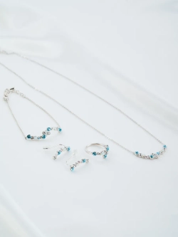 Серьги-клаймберы Млечный путь с голубыми кристаллами Swarovski