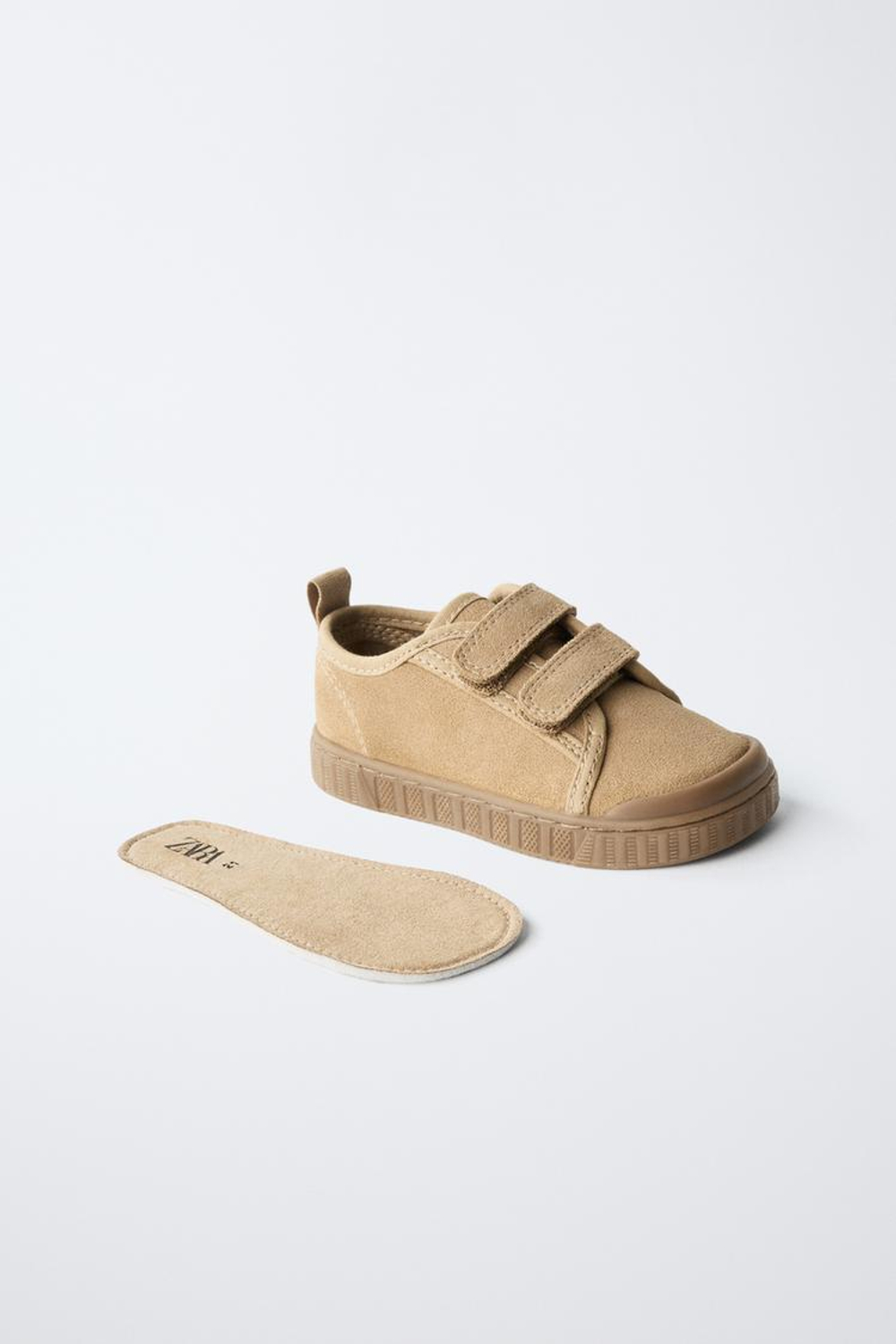 ZARA КОЖАНЫЕ КРОССОВКИ BAREFOOT, ПЕСОЧНО-КОРИЧНЕВЫЙ