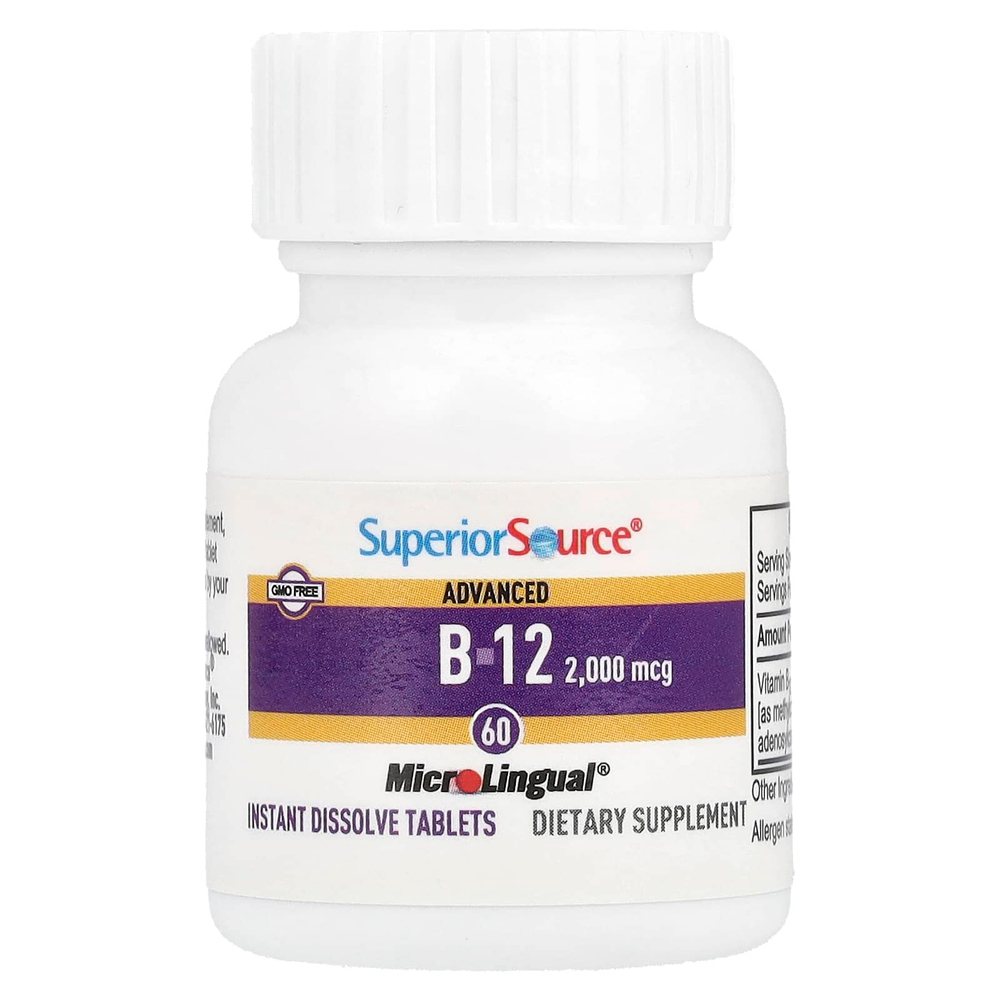 Superior Source, Advanced B-12, 2000 мкг, 60 быстрорастворимых таблеток MicroLingual®