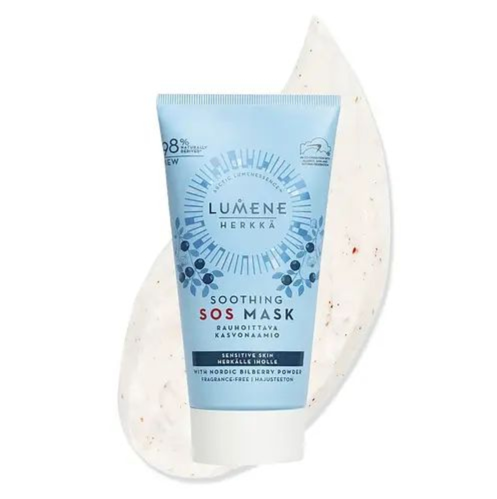 Маска Lumene Soothing SOS успокаивающая для чувствительной кожи с черникой, без отдушки, 75 мл (из Финляндии)