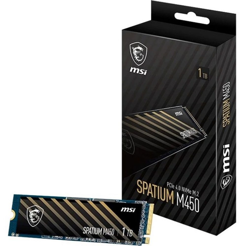 Жесткий диск SSD M.2 1Tb MSI SPATIUM M450, 3600/3000MBs, 550000 IOPS, TLC 3D NAND, 2280, PCI-E 4.0 x4 (S78-440L0M0-P83)