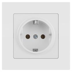 Розетка Intro Accent 6-202-01М 2P+E Schuko 16А-250В IP20 СУ AL/CU белый матовый | Intro