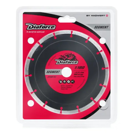 Диск алмазный SEGMENT 180х22,23х8х2,5 мм сухой рез DIAFORCE 500180