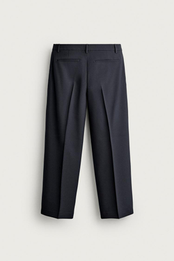 ZARA БРЮКИ RELAXED FIT СО СКЛАДКАМИ, МОРСКОЙ СИНИЙ
