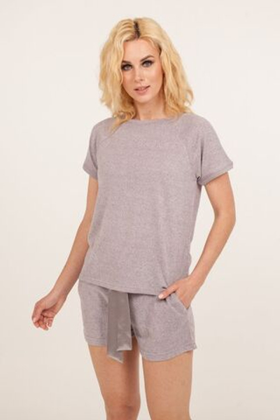 Элегантный женский костюм с коротенькими шортиками (Размер: XL) (Цвет: сиреневый)