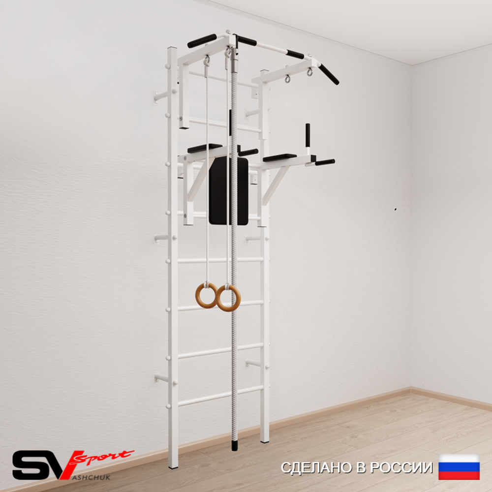 Шведская стенка Sv Sport усиленная 674 (Турник стандарт/Брусья/Канат/Кольца)