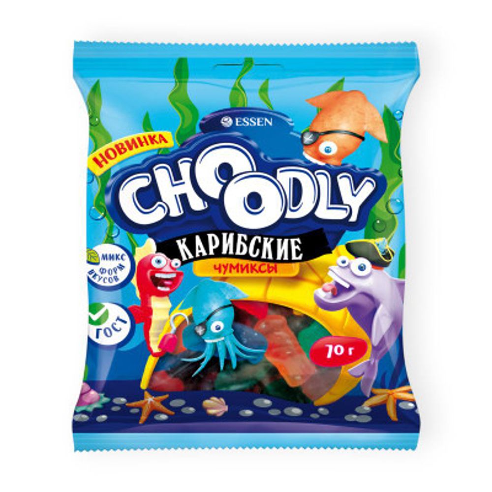 Мармелад жеват. CHOODLY Карибские чумиксы пак.70г
