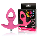 Анальная розовая втулка со съемной вибропулей и отверстием в форме сердца Sweet Toys (Цвет: розовый)