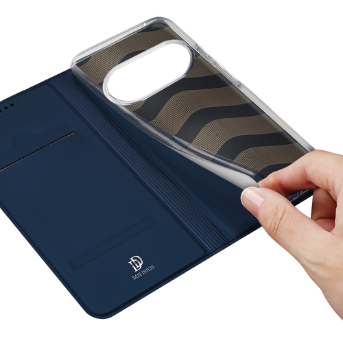 Чехол книжка из PU кожи синего цвета от Dux Ducis для Google Pixel 10 Pro XL, серия Skin Pro Series Case