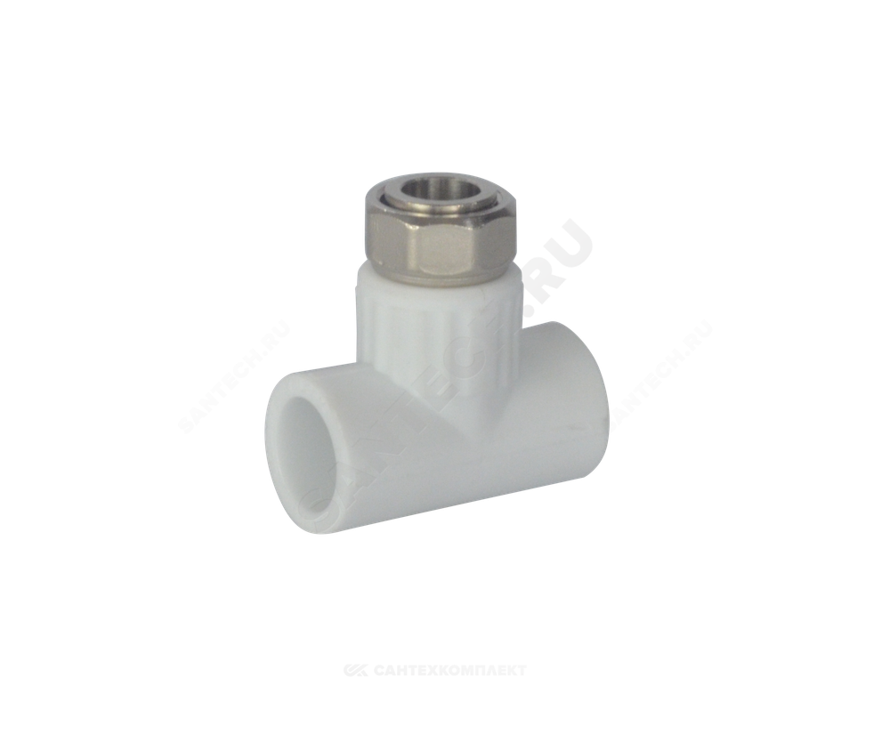 Тройник PP-R комбинированный белый Дн 20х1/2" с накидной гайкой VALFEX 10140020