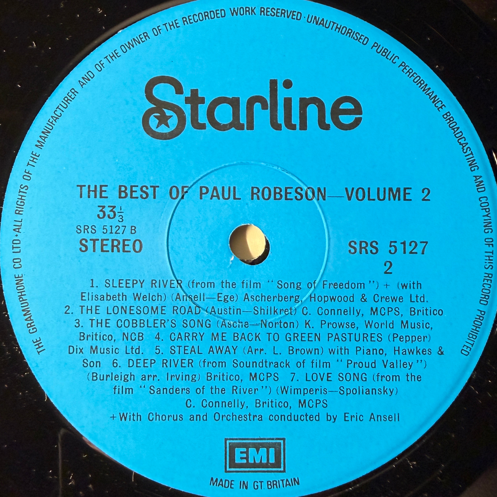 Paul Robeson ‎– The Best Of Paul Robeson Volume 2 (Англия 1972г.) Promo