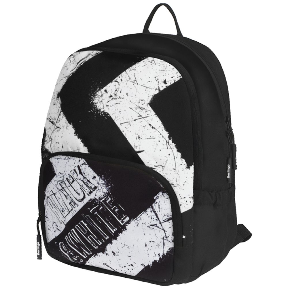 Рюкзак Berlingo Light Black White 39.5*28*16см, 400 гр., 2отд. 3карм, уплотненная спинка