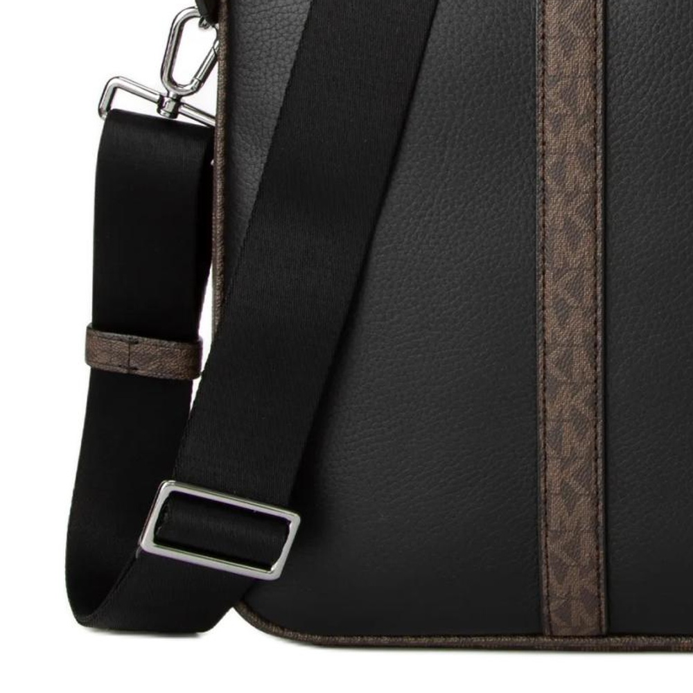 MICHAEL KORS MK Cooper Cow Leather Handbag Briefcase Large Men"s Black & Dark Brown