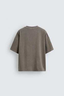 ZARA БАЗОВАЯ ФУТБОЛКА RELAXED FIT С ЭФФЕКТОМ ПОТЕРТОСТИ,СЕРЫЙ