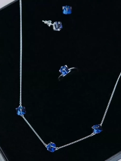 Серьги-гвоздики Миражи с синими кристаллами Swarovski