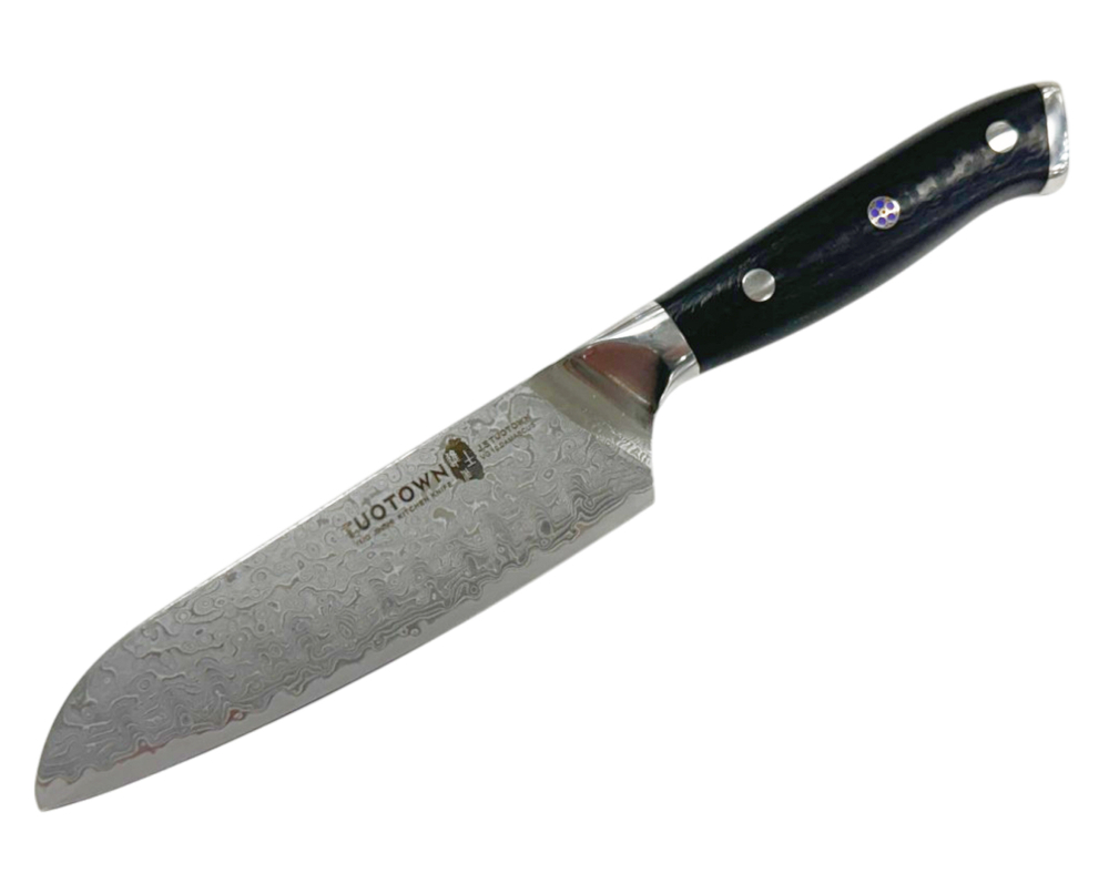 Кухонный нож TuoTown серия D.JS, Сантоку мини, VG10/Damascus, 615008