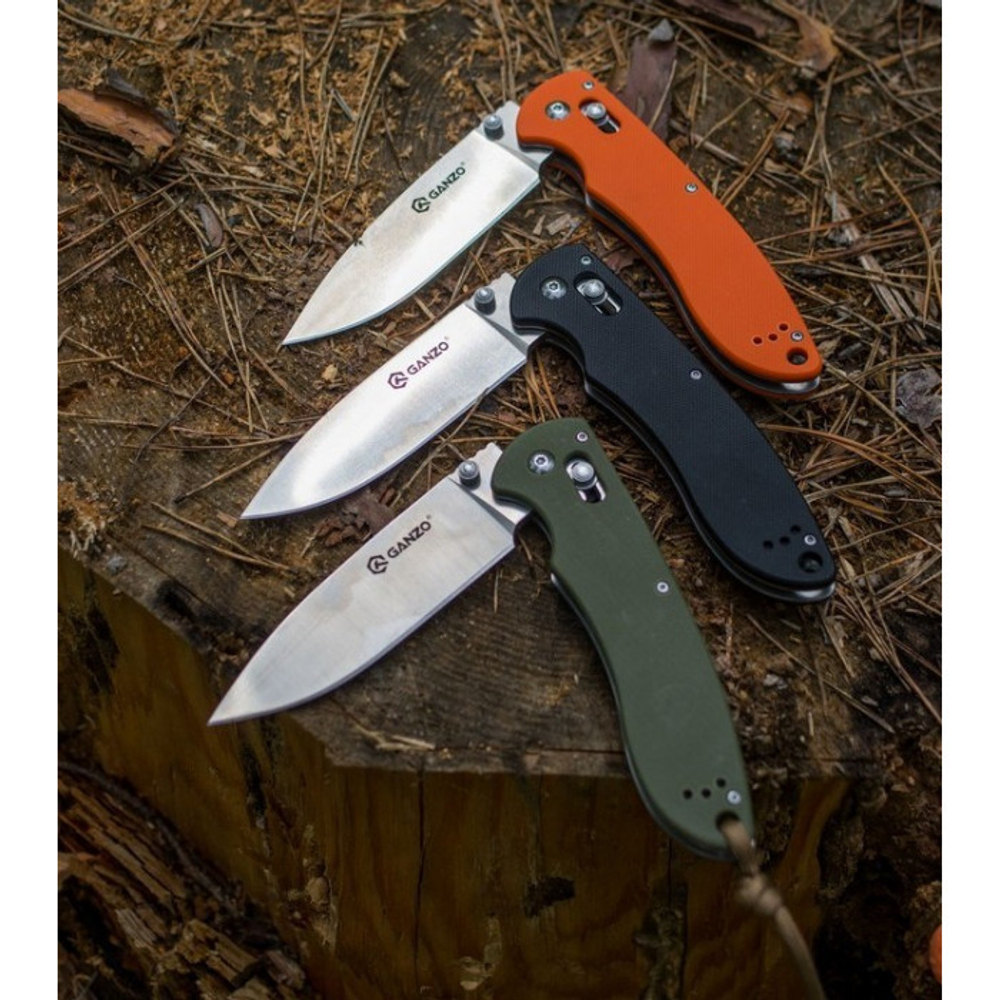 Нож Ganzo G740 (черный, оранжевый, зеленый)