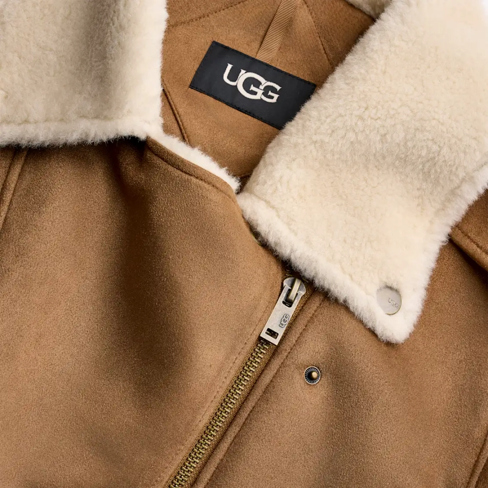 UGG Байкерская куртка Finnian LuxeFluff, каштановый