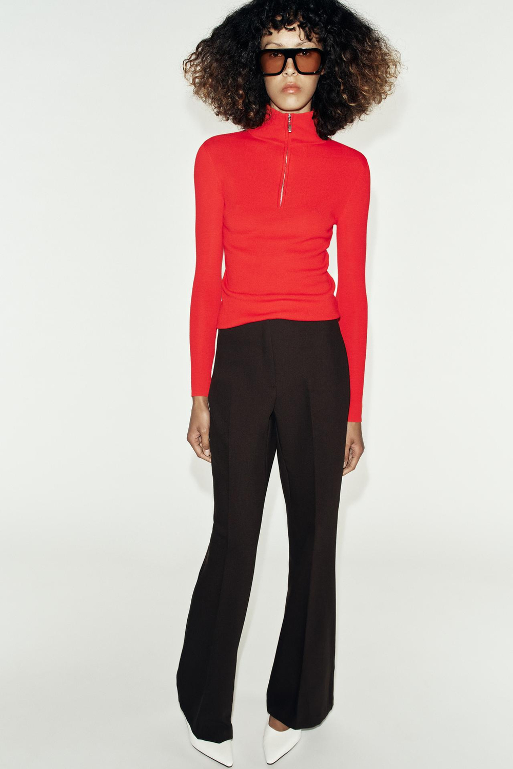 ZARA БРЮКИ FLARE С ЗАНИЖЕННОЙ ТАЛИЕЙ, КОРИЧНЕВЫЙ