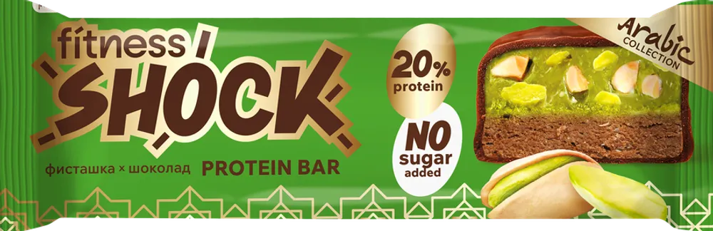 *FitnesSHOCK Батончик 50гр Фисташка и шоколад (12)*6 7584