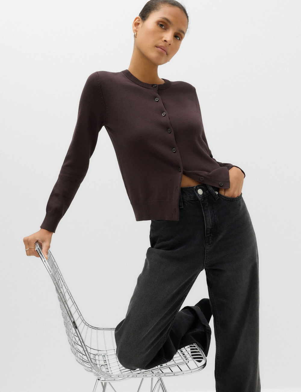 Кардиган с круглым вырезом и пуговицами T38002388 - Marks & Spencer
