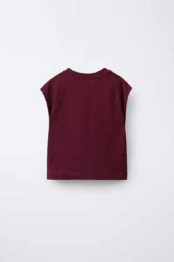 ZARA БАЗОВАЯ ФУТБОЛКА С РУКАВАМИ РЕГЛАН, БУРГУНДИ