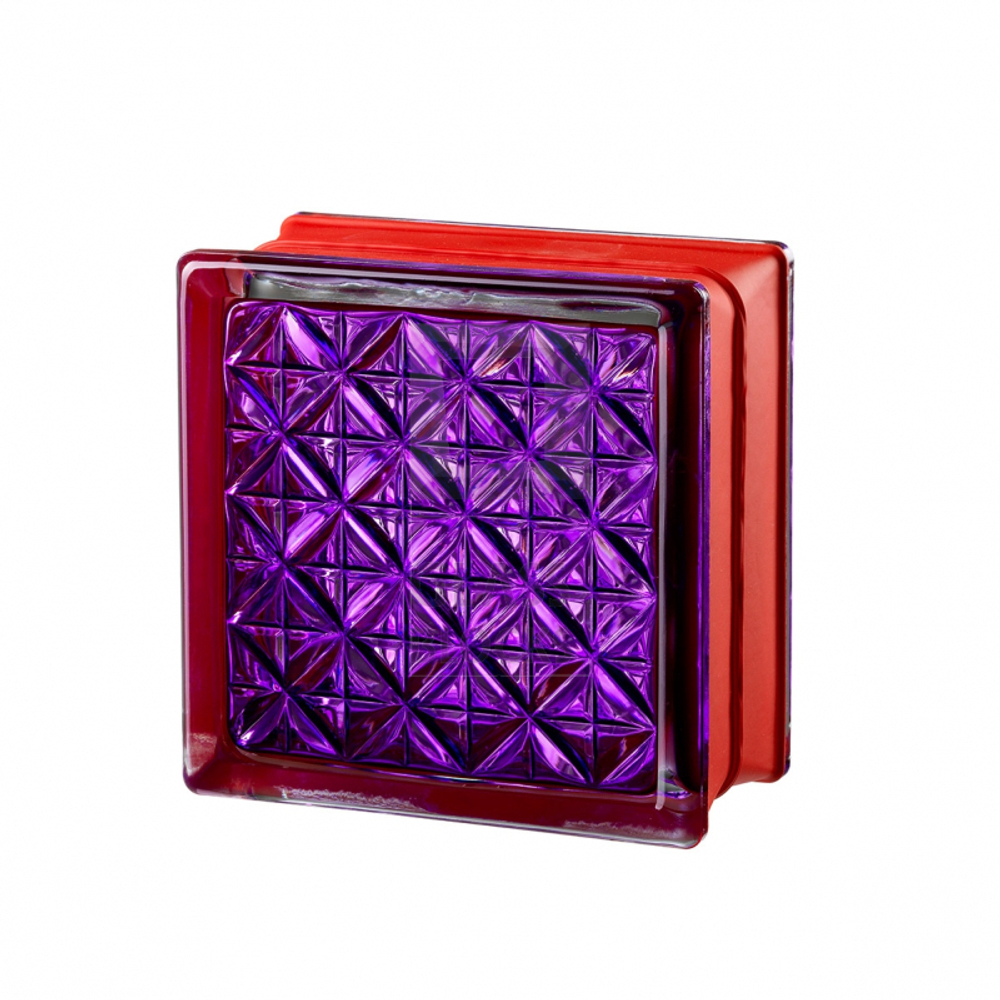 Стеклоблок фиолетовый романтик Mini 14.6x14.6x8 см.