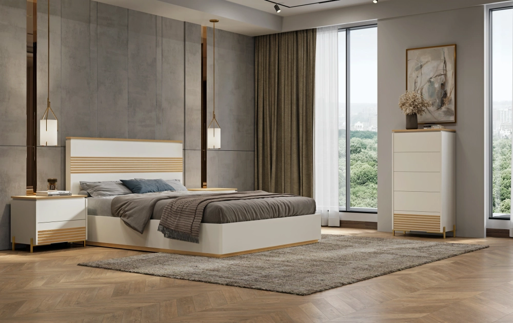 Кровать NOA 2050 Neutro/Lacado Branco IDC Mobiliario