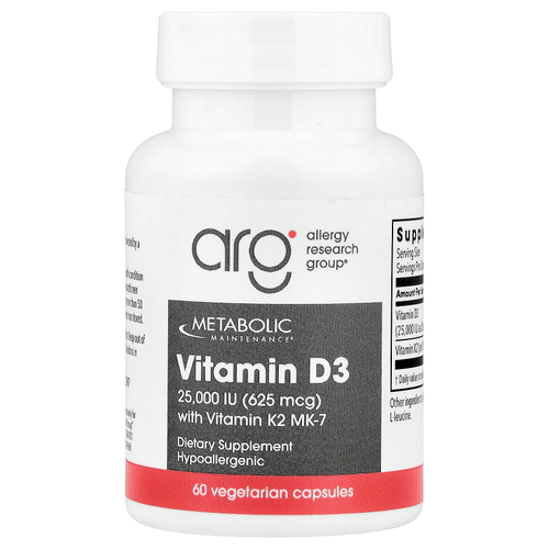 Metabolic Maintenance, витамин D3 с витамином K2 MK-7, 60 растительных капсул