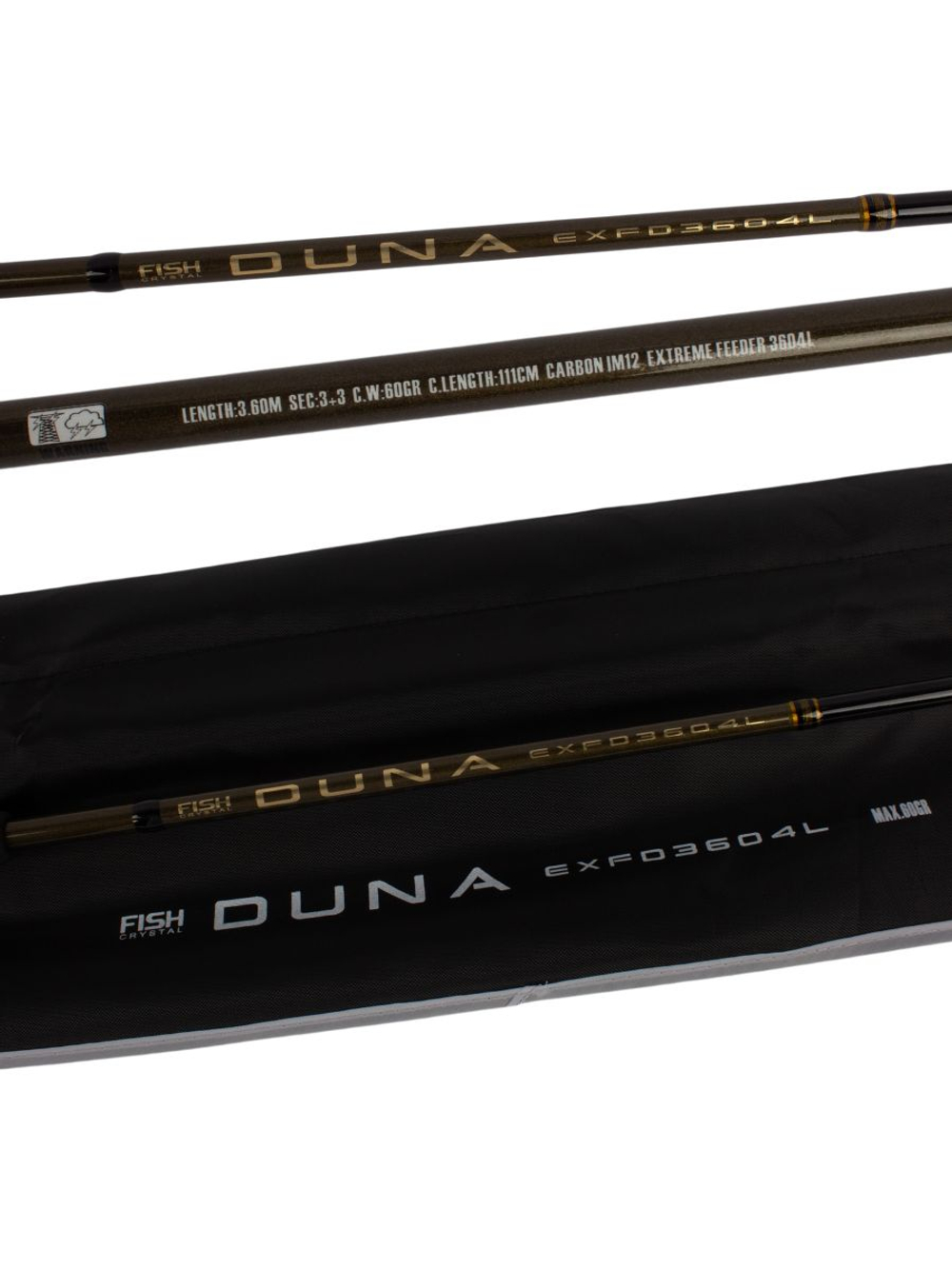 Удилище фидерное "DUNA" тест до 60гр, 3.60м, 3+3 (1.75oz, 1,5oz ,1oz Carb.) Carb 30T
