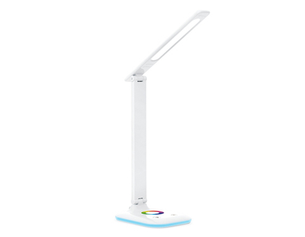Светодиодная настольная лампа с RGB подсветкой DE530 WH белый LED 3000-6400K+RGB 8W