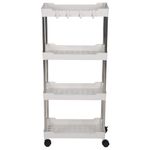 Этажерка (тележка) BOOMHOUSE (БУМХАУС) RC-040 4 яруса, на колесах, В87хШ40хГ22 см, металл/пластик, белая/хром, 701454