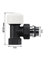 Набор термостатический для радиатора угловой Design 1/2" М30х1,5 Черный Royal Thermo