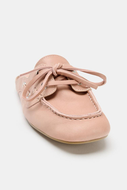 ZARA КОЖАНЫЕ ТОПСАЙДЕРЫ БЕЗ ЗАДНИКА, РОЗОВЫЙ